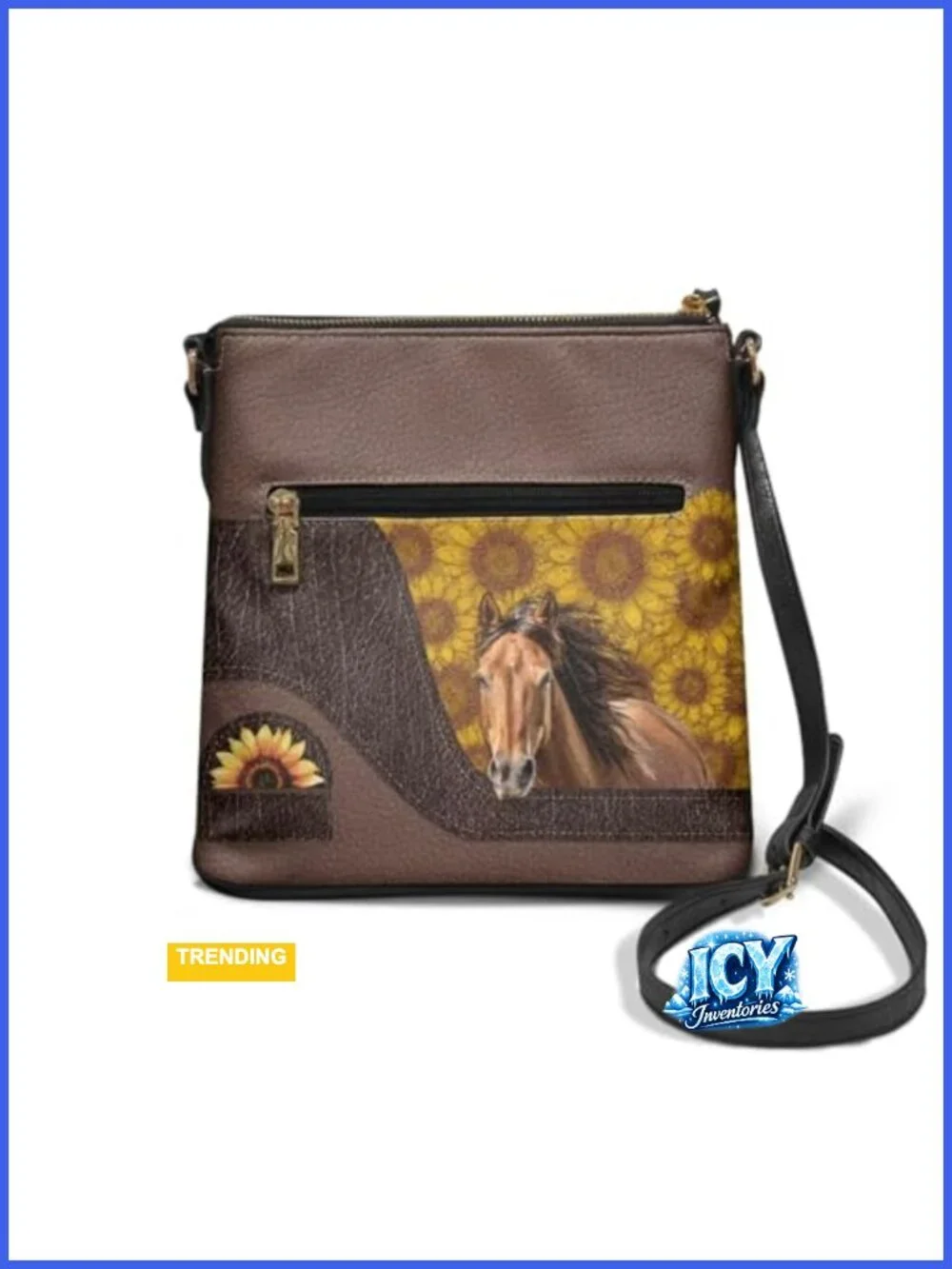 Leather Crossbody Sling Bag for Women Adjustable Strap Zippered Purse